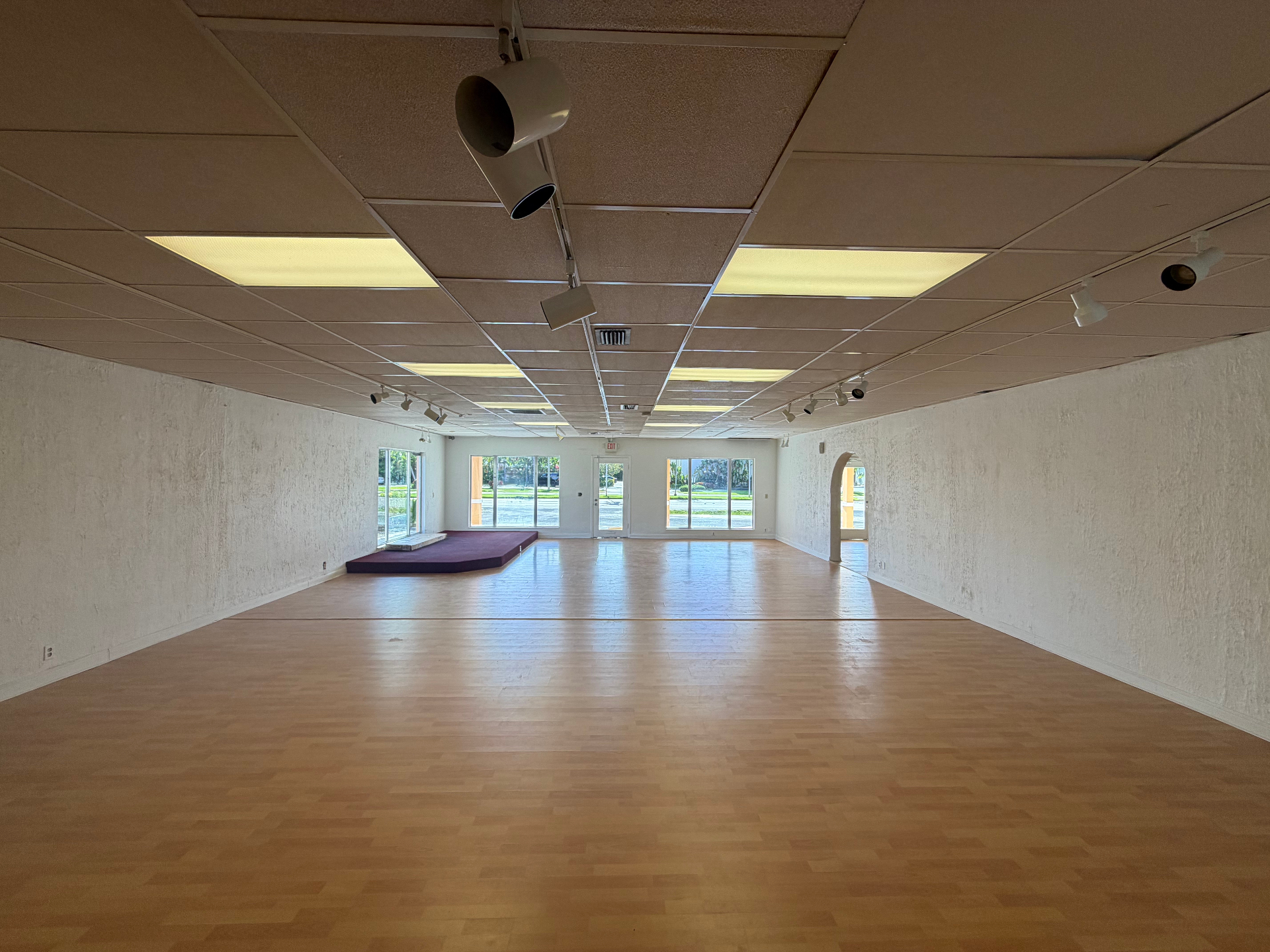 Open interior with windows