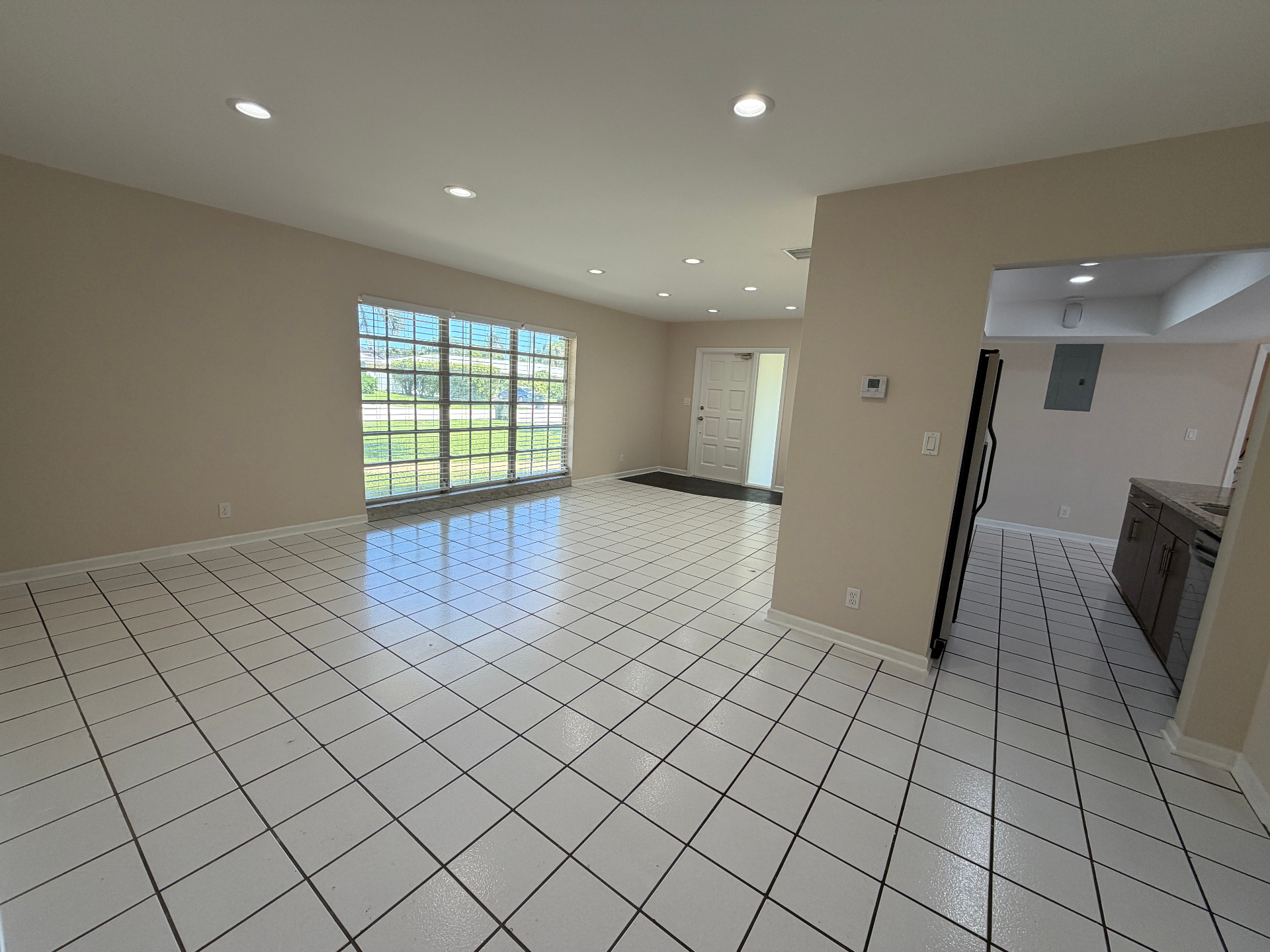 Open living and dining area with natural light